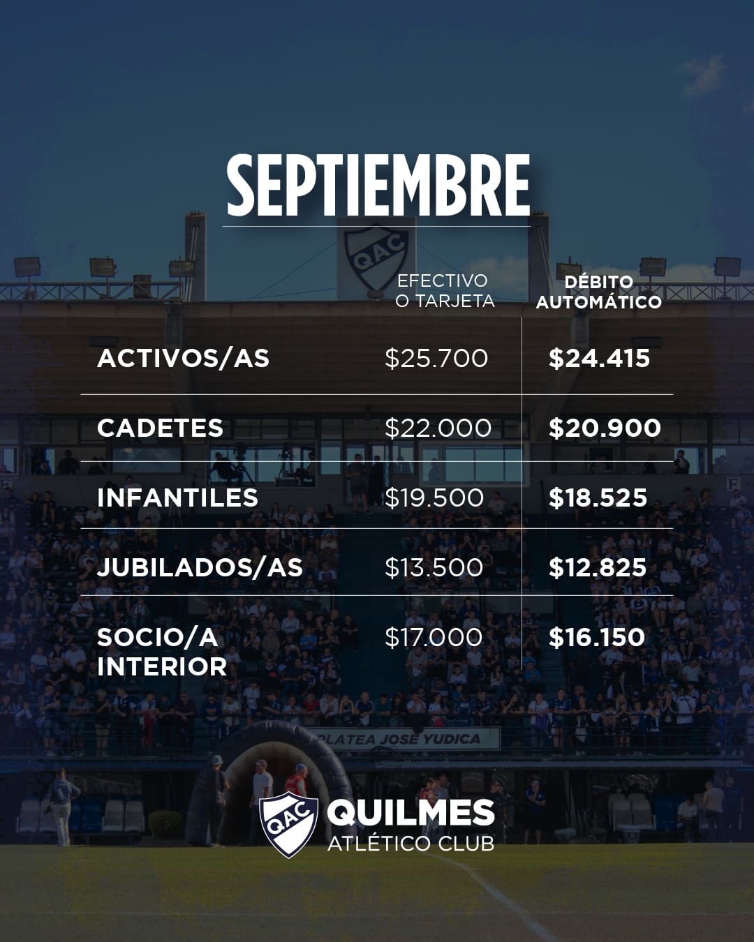 Valores Cuota Social QAC